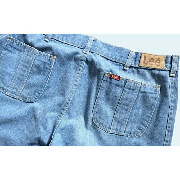 Vintage 1970s LEE Denim Wide Straight Leg Denim Jeans Size 34 X 31 - Picture 1 of 8